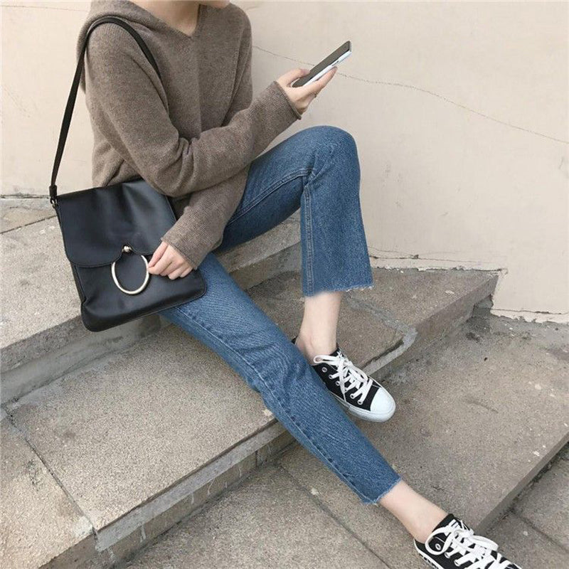 Ensfarvet Hættetrøje