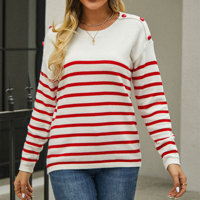 Afslappet Stribet Striktrøje