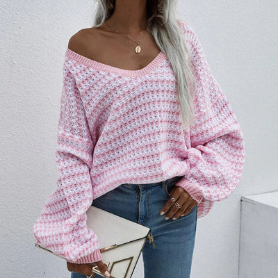 Afslappet Stribet Striktrøje