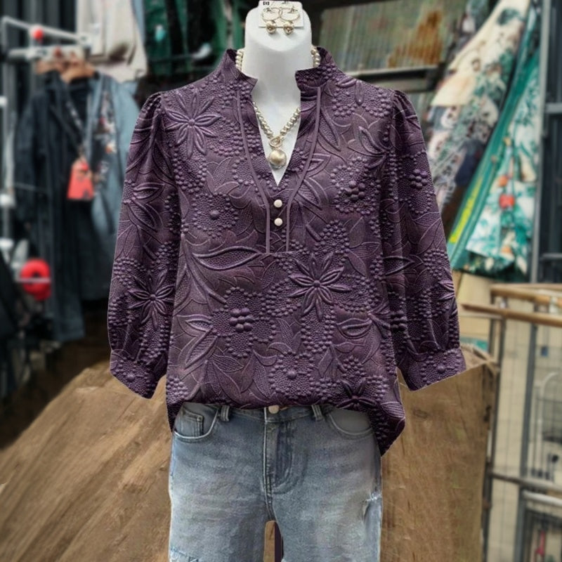 Vintage Bluse Med Blomsterprint