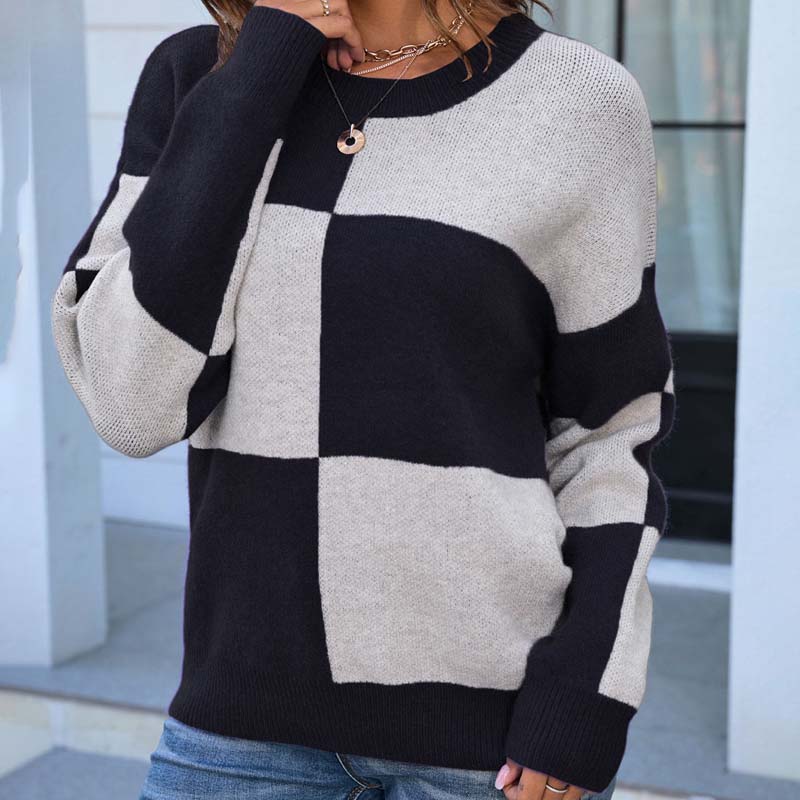 Afslappet Plaid Striktrøje