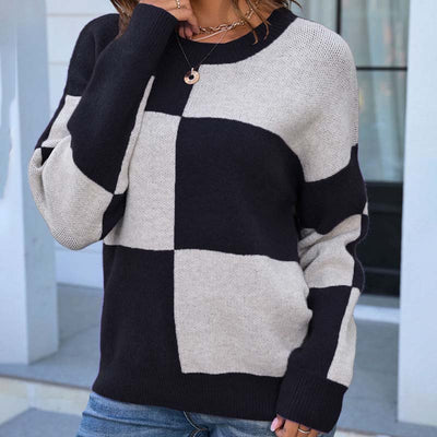 Afslappet Plaid Striktrøje