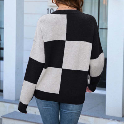 Afslappet Plaid Striktrøje