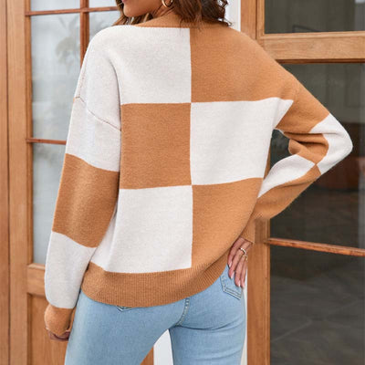 Afslappet Plaid Striktrøje
