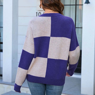 Afslappet Plaid Striktrøje