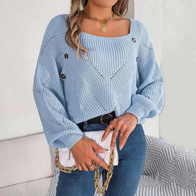 Afslappet Ensfarvet Striktrøje