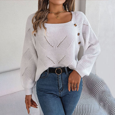 Afslappet Ensfarvet Striktrøje