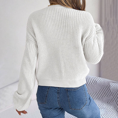 Afslappet Kabelstrikket Striktrøje