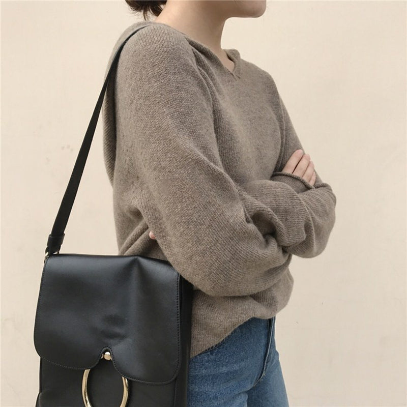 Ensfarvet Hættetrøje