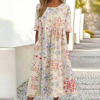 Afslappet Kjole Med Blomsterprint