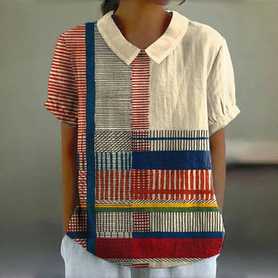 Vintage Farverig Stribet Bluse