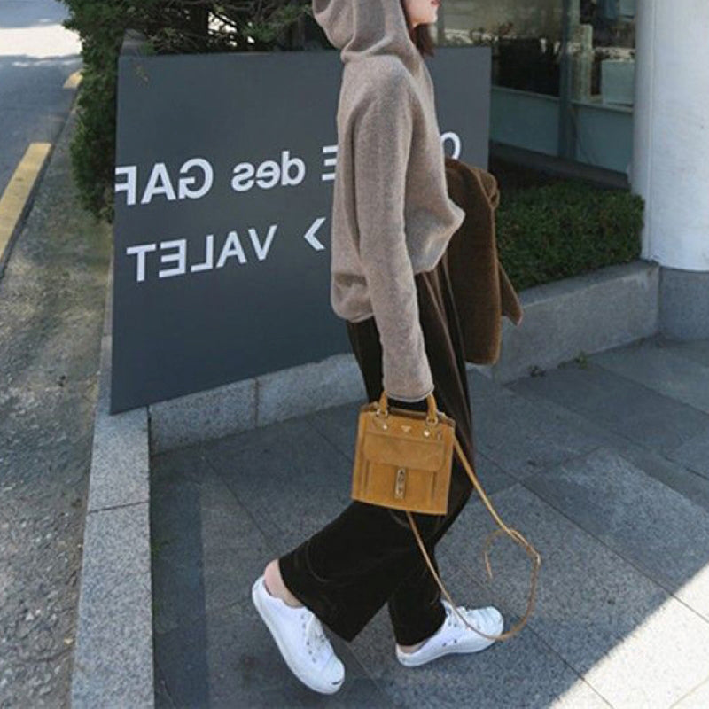 Ensfarvet Hættetrøje