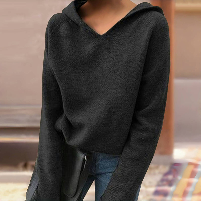 Ensfarvet Hættetrøje