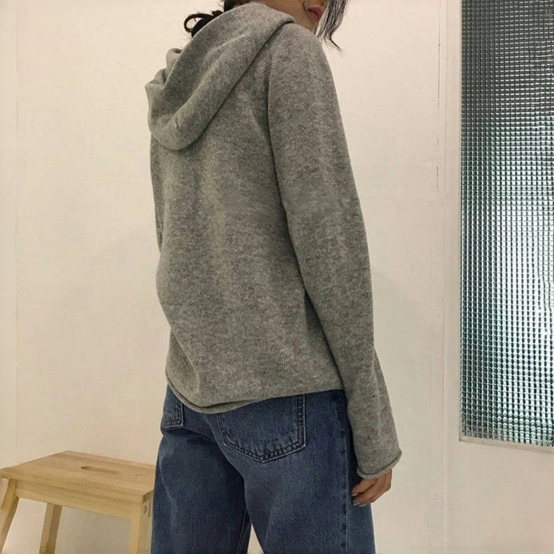 Ensfarvet Hættetrøje